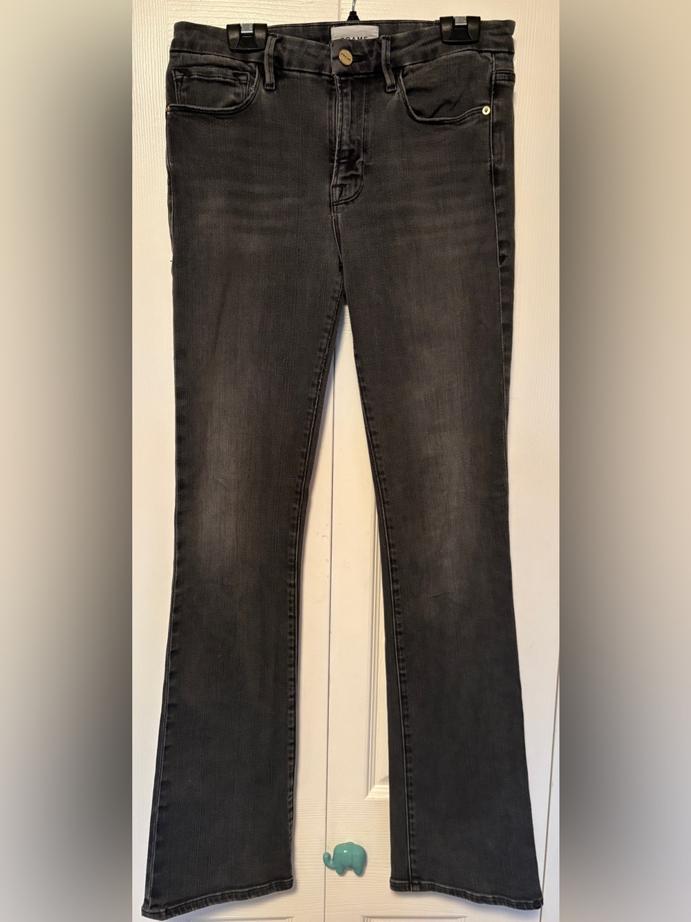 FRAME Le Mini Boot Mid-Rise Slim Bootcut Jeans in Faded Black